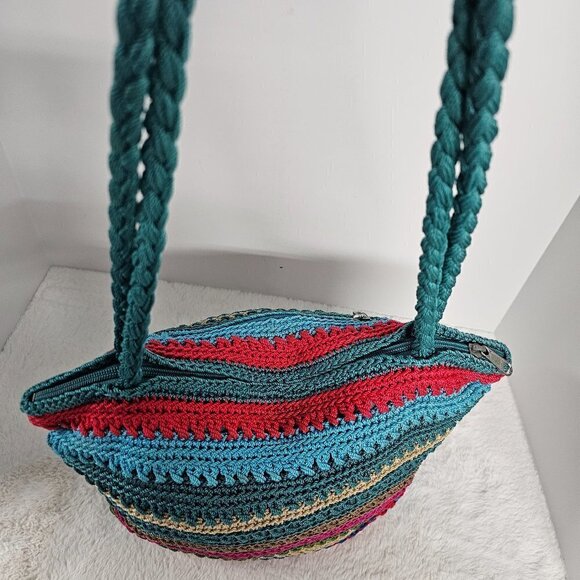 Merona Rainbow Woven Striped Boho Summer Beach Shoulder Bag - Picture 10 of 16